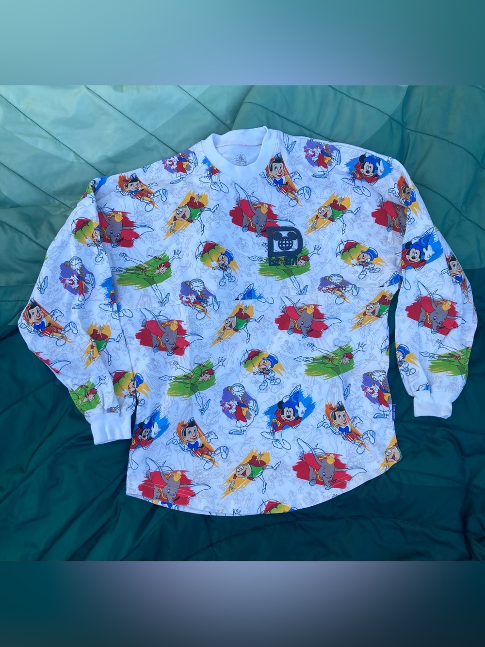 Disney White Long Sleeve Kids Sweatshirt with Colorful Character Print